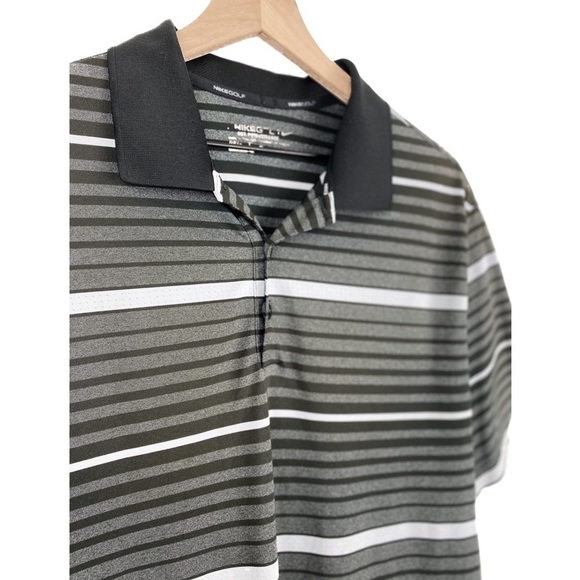 Nike Golf Men's Dry-Fit Tour Performance Striped Athletic Polo, Black Grey - XL - Picture 3 of 9